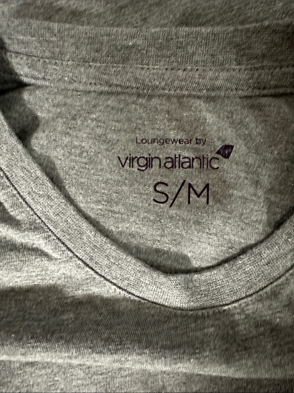 Virgin Atlantic Men's Heather Gray Tee Shirt Crew Neck Tee/ Loungewear